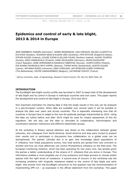 Epidemics and Control of Early & Late Blight, 2013 & 2014 in Europe