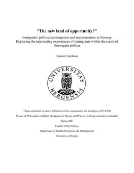 “The New Land of Opportunity?”