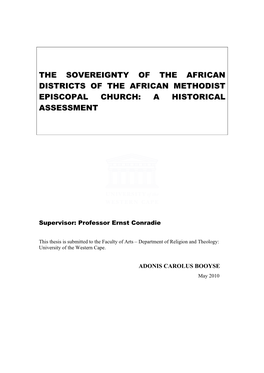The Sovereignty of the African Districts of the African Methodist Episcopal Church: a Historical Assessment