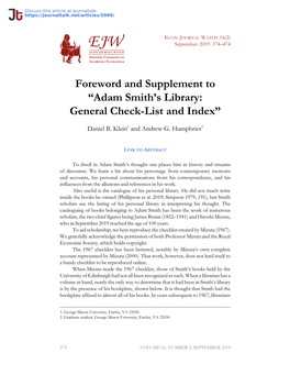 Adam Smith's Library”