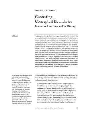Contesting Conceptual Boundaries Byzantine Literature and Its History