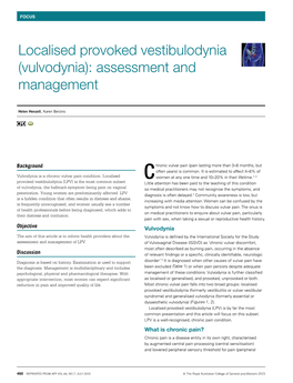 Localised Provoked Vestibulodynia (Vulvodynia): Assessment and Management