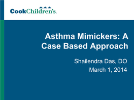 Asthma Mimickers: a Case Based Approach