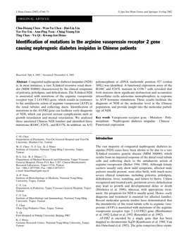 Identification of Mutations in the Arginine Vasopressin Receptor 2