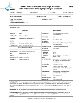 NMAM 9106: METHAMPHETAMINE and Illicit Drugs, Precursors