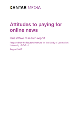 Attitudes to Paying for Online News