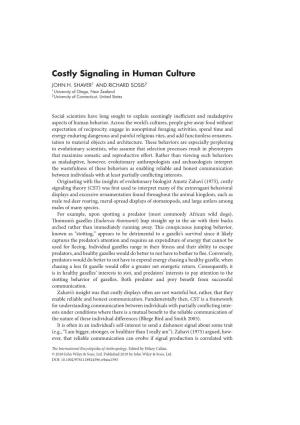 "Costly Signaling in Human Culture" In