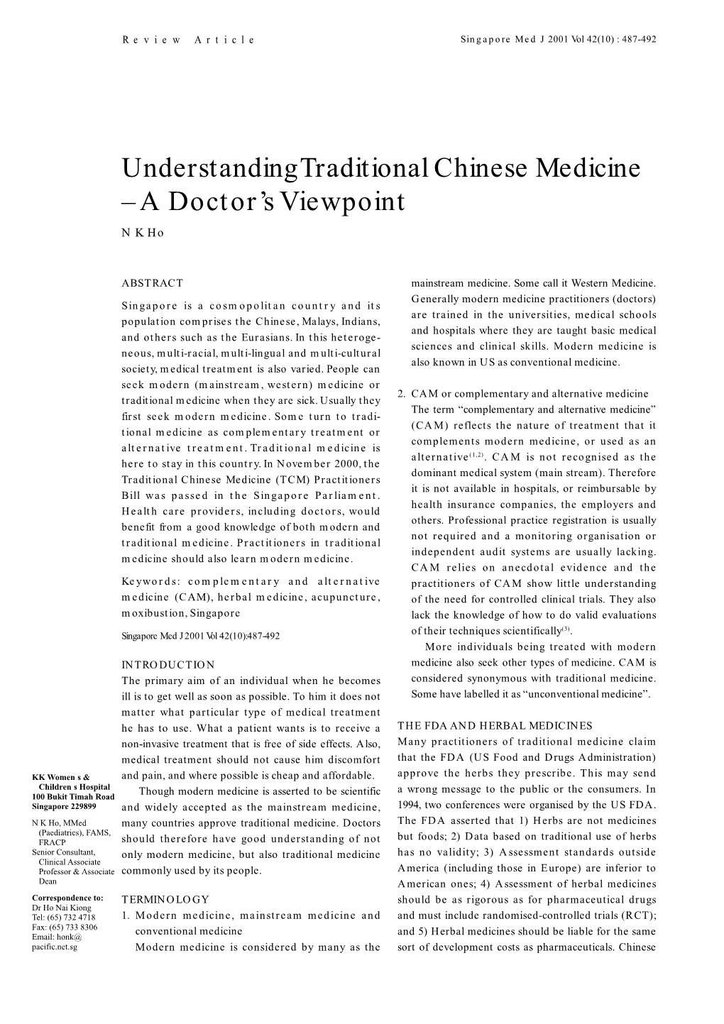 Understanding Traditional Chinese Medicine – a Doctor's Viewpoint