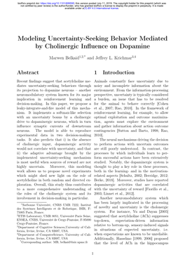 Modeling Uncertainty-Seeking Behavior Mediated by Cholinergic Influence on Dopamine
