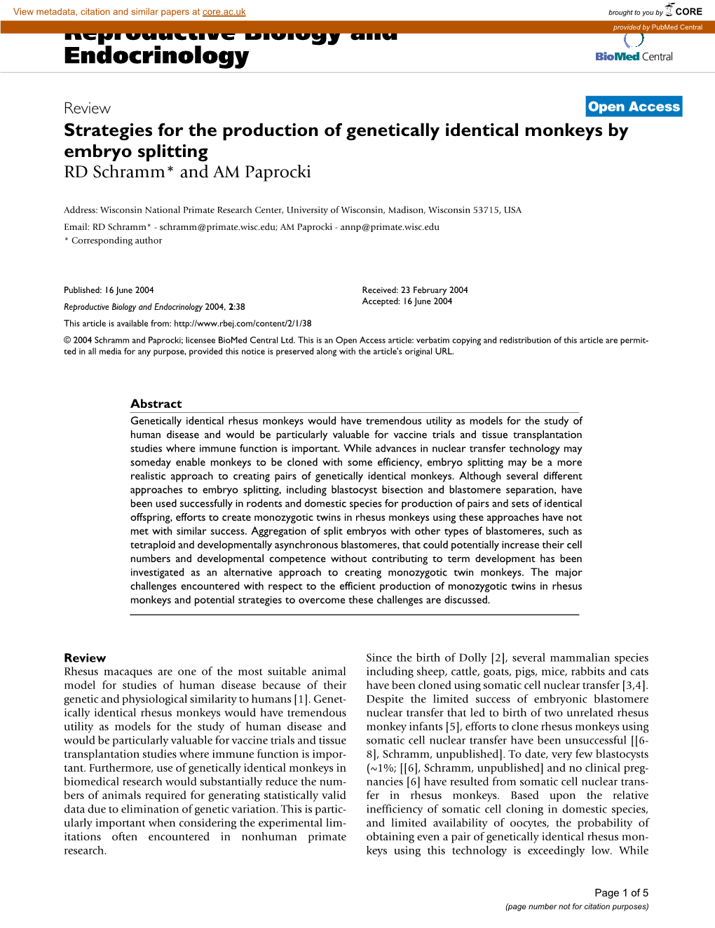 Reproductive Biology and Endocrinology