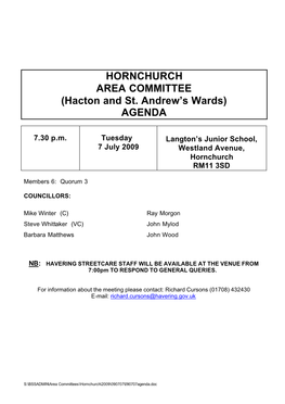 HORNCHURCH AREA COMMITTEE (Hacton and St. Andrew's Wards)