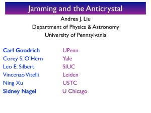 Jamming and the Anticrystal Andrea J