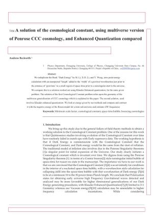 Of Penrose CCC Cosmology, and Enhanced Quantization Compared 2