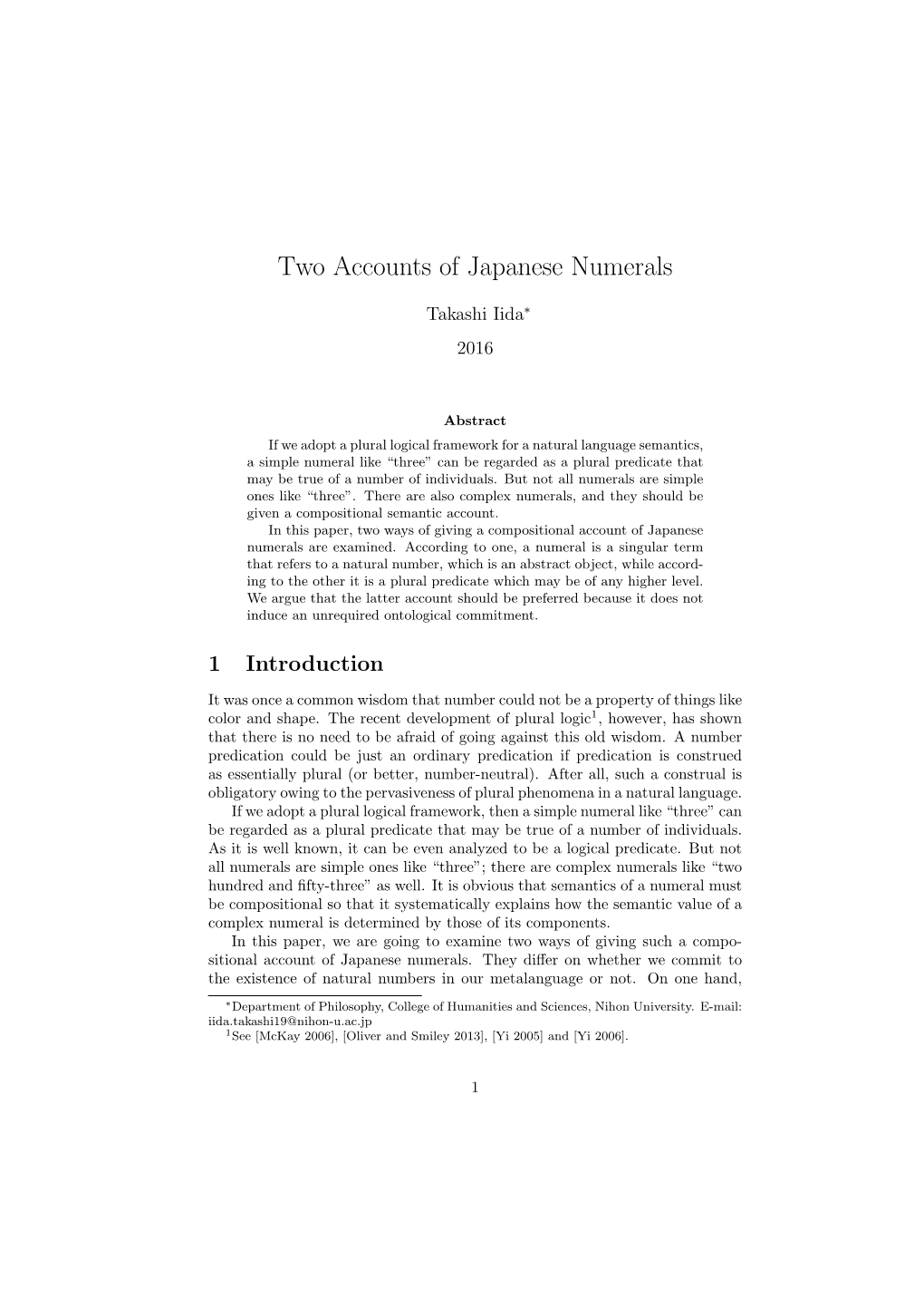 Two Accounts of Japanese Numerals