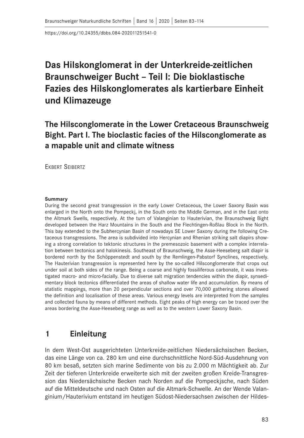 Das Hilskonglomerat in Der Unterkreide-Zeitlichen