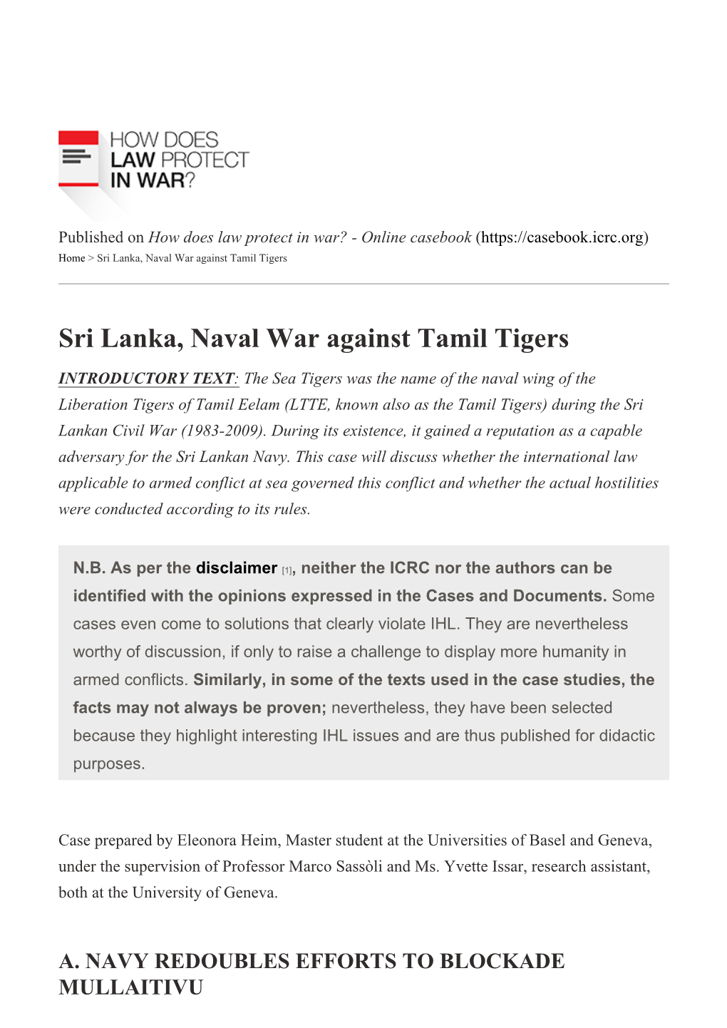 Sri Lanka, Naval War Against Tamil Tigers