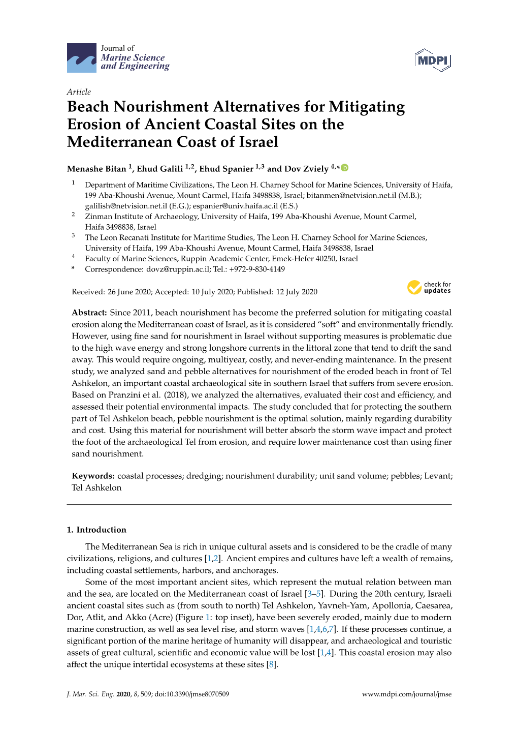 Beach Nourishment Alternatives for Mitigating Erosion of Ancient Coastal Sites on the Mediterranean Coast of Israel