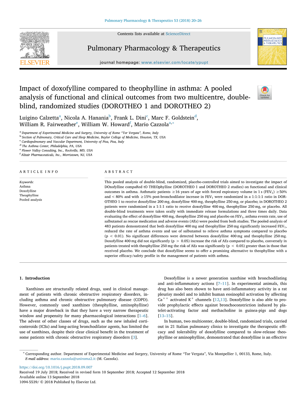 Impact of Doxofylline Compared to Theophylline in Asthma a Pooled