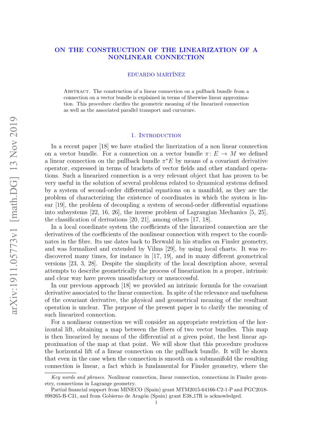 On the Construction of the Linearization of a Nonlinear Connection