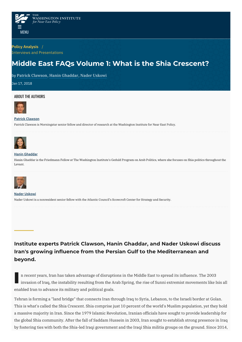 What Is the Shia Crescent? | the Washington Institute