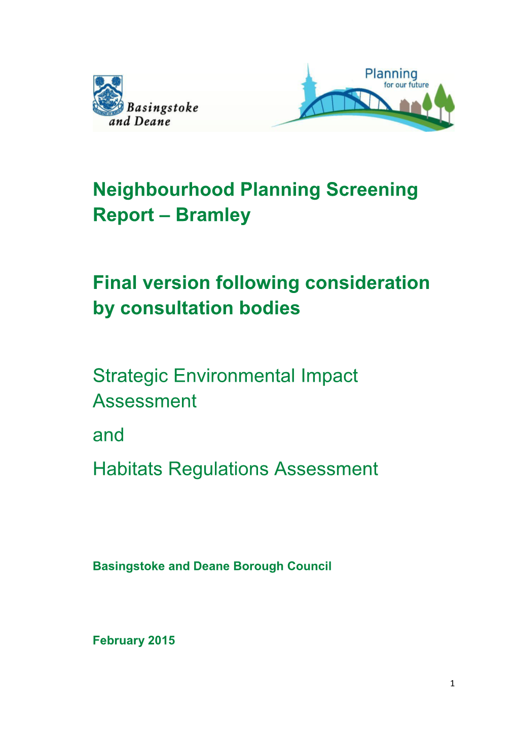 Neighbourhood Planning Screening Report – Bramley Final Version