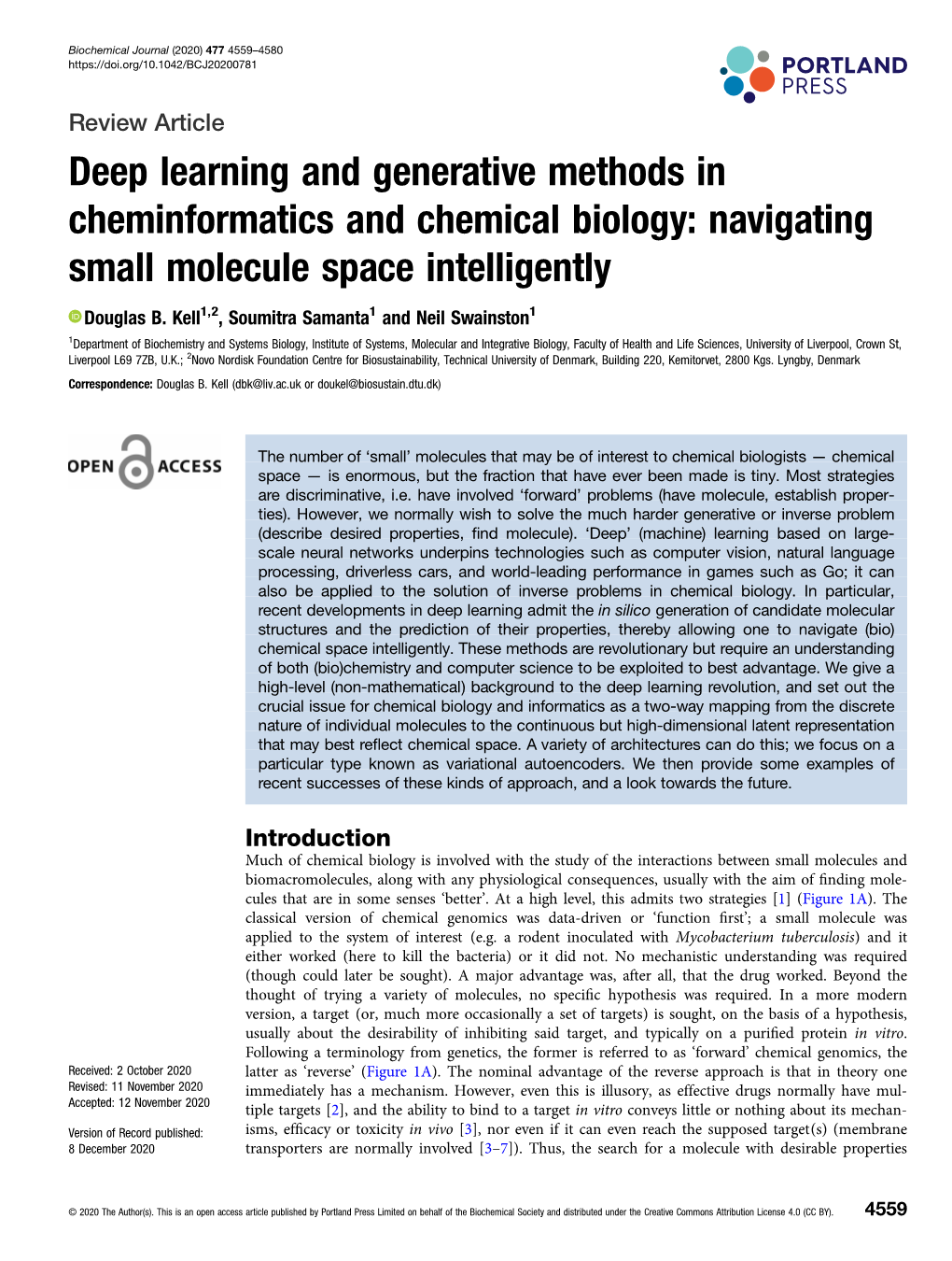 Deep Learning and Generative Methods in Cheminformatics and Chemical Biology: Navigating Small Molecule Space Intelligently