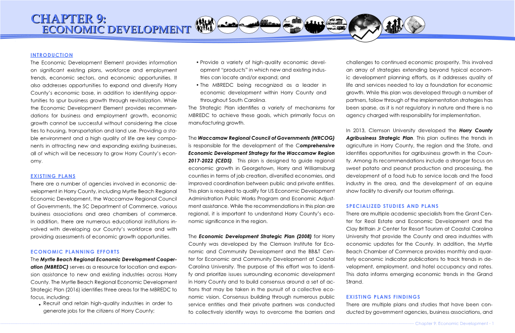 INTRODUCTION the Economic Development Element Provides Information • Provide a Variety of High-Quality Economic Devel- Challenges to Continued Economic Prosperity