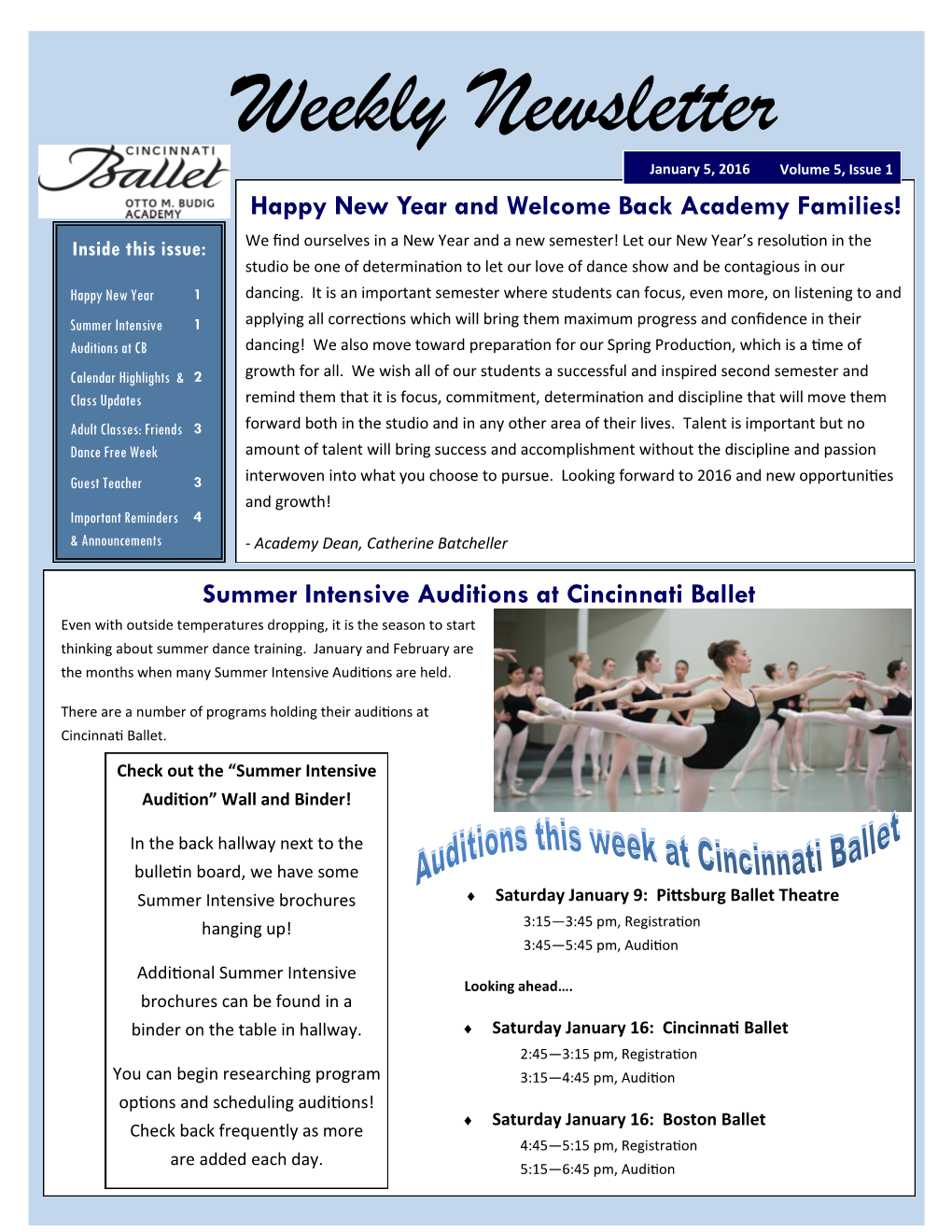 Weekly Newsletter