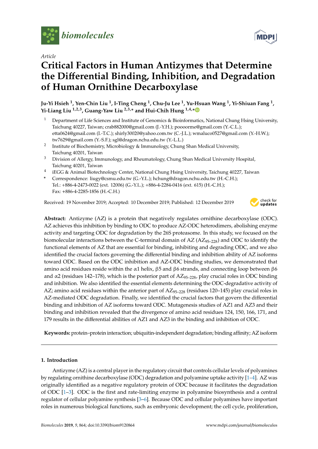 Critical Factors in Human Antizymes That Determine the Differential Binding, Inhibition, and Degradation of Human Ornithine Deca