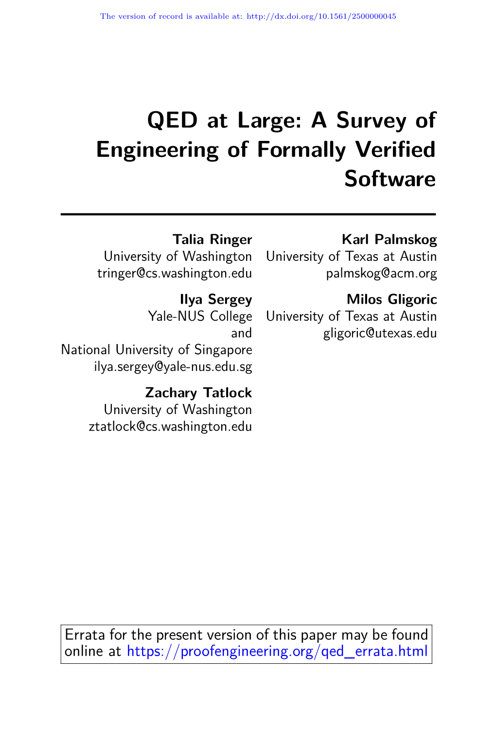 QED at Large: a Survey of Engineering of Formally Verified