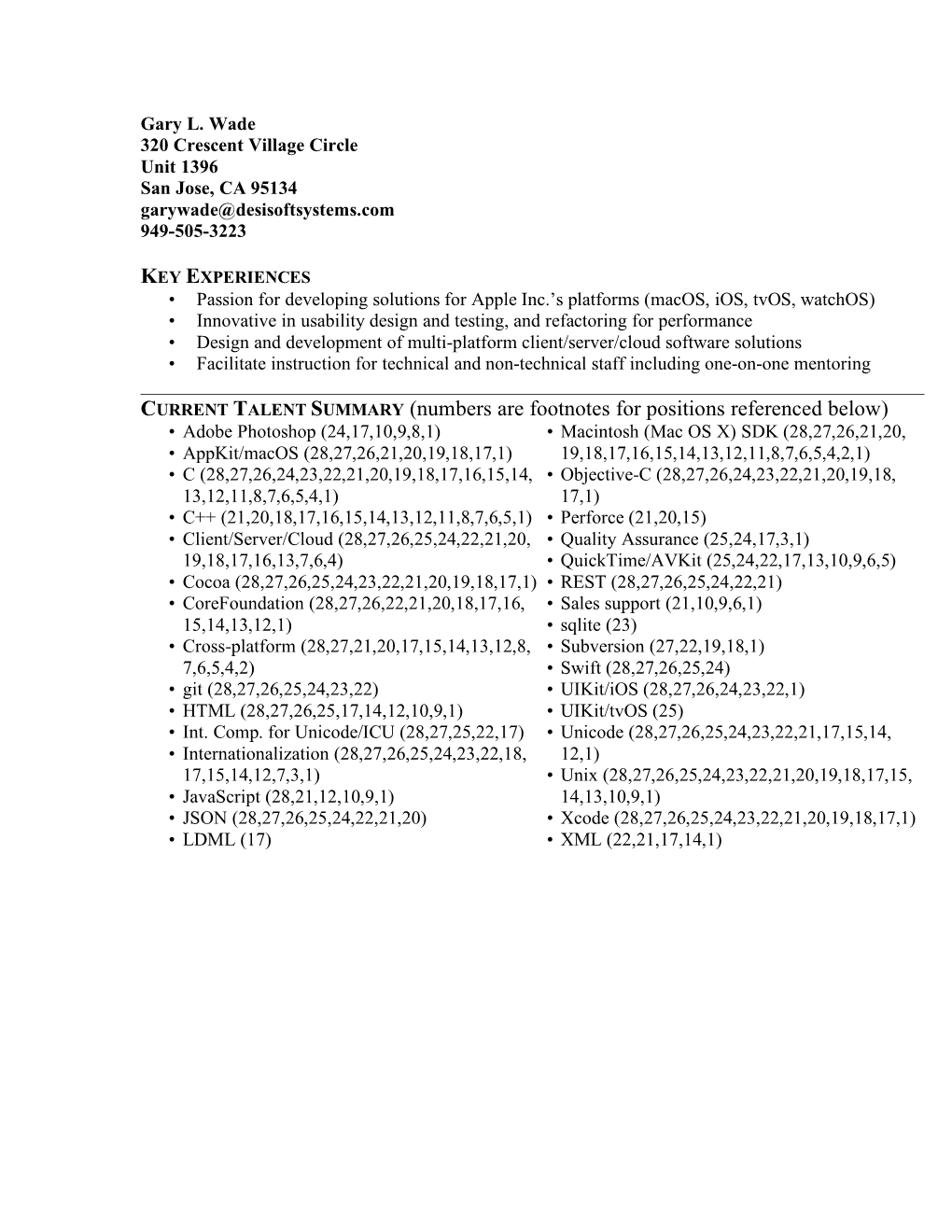 Numbers Are Footnotes for Positions Referenced Below