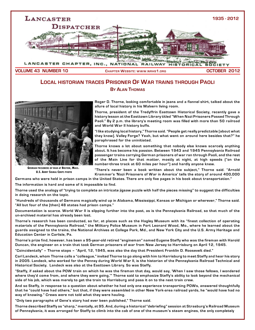 Local Historian Traces Prisoner of War Trains Through Paoli by Alan Thomas