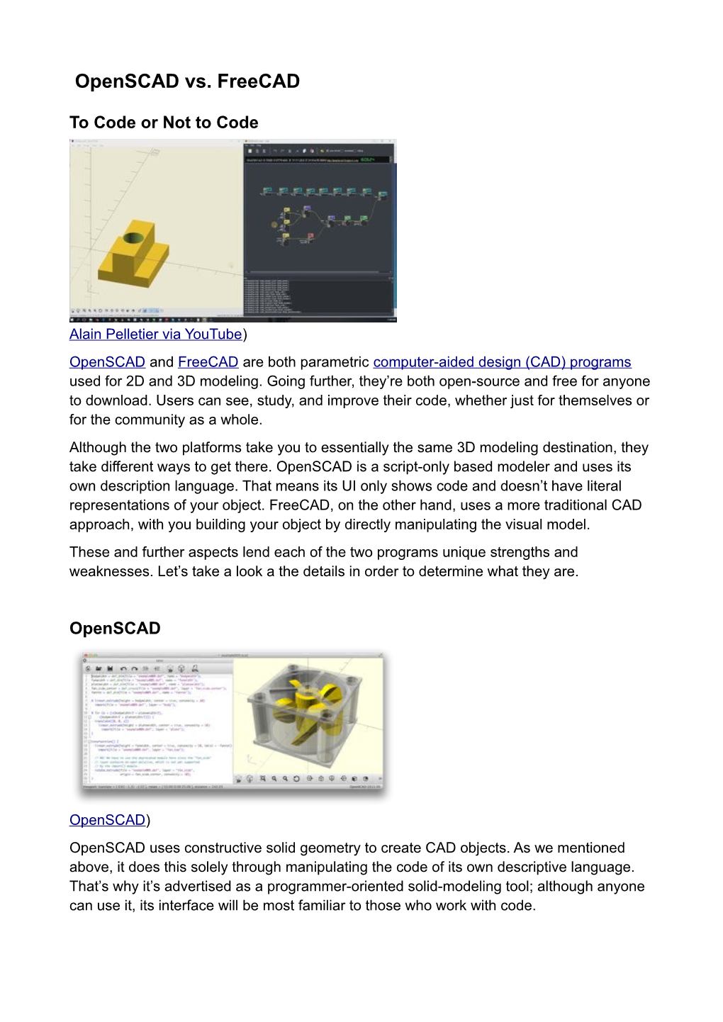 Openscad Vs. Freecad