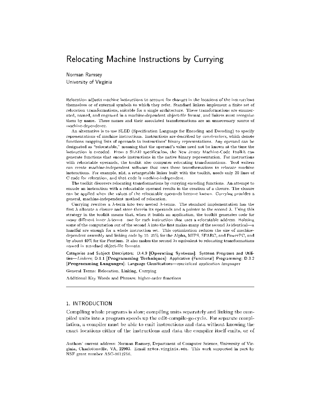 Relocating Machine Instructions by Currying