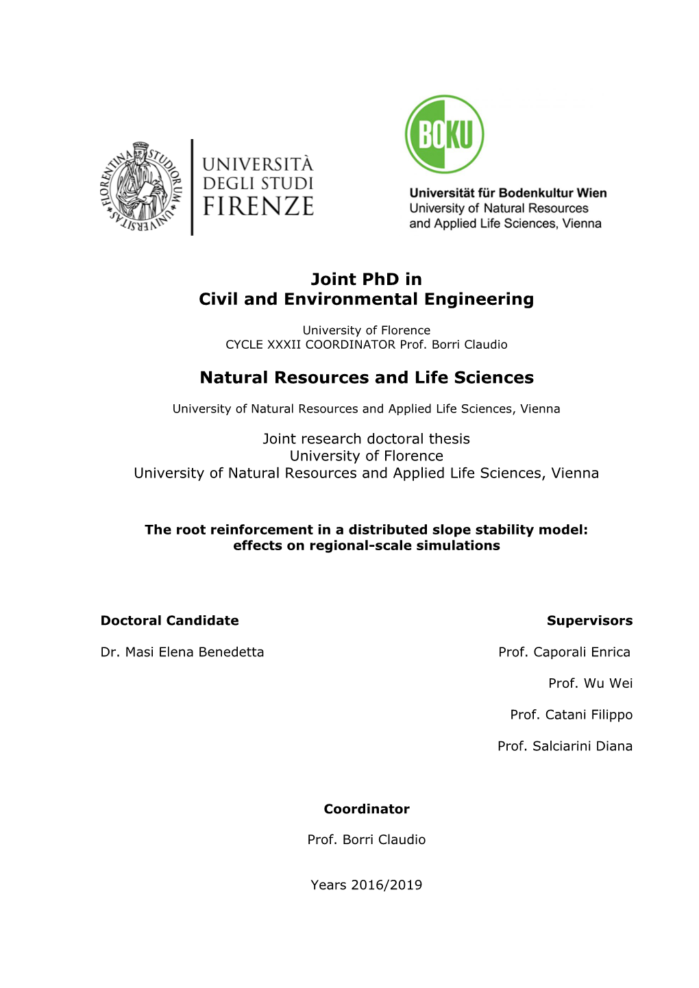 Joint Phd in Civil and Environmental Engineering Natural Resources