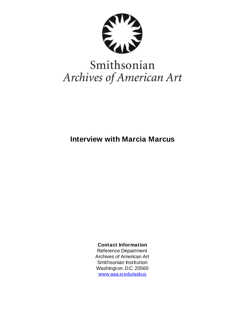 Interview with Marcia Marcus