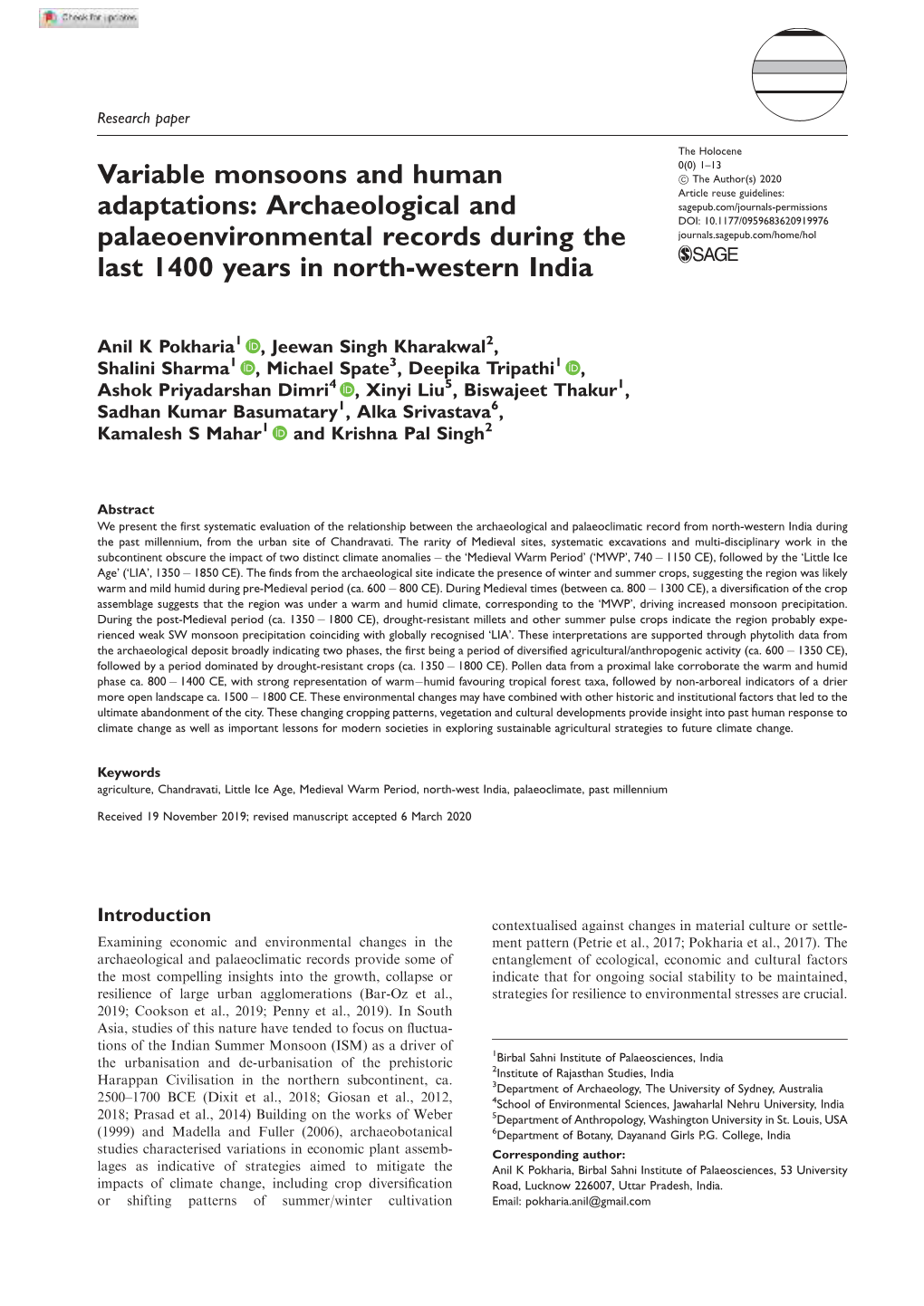 Archaeological and Palaeoenvironmental