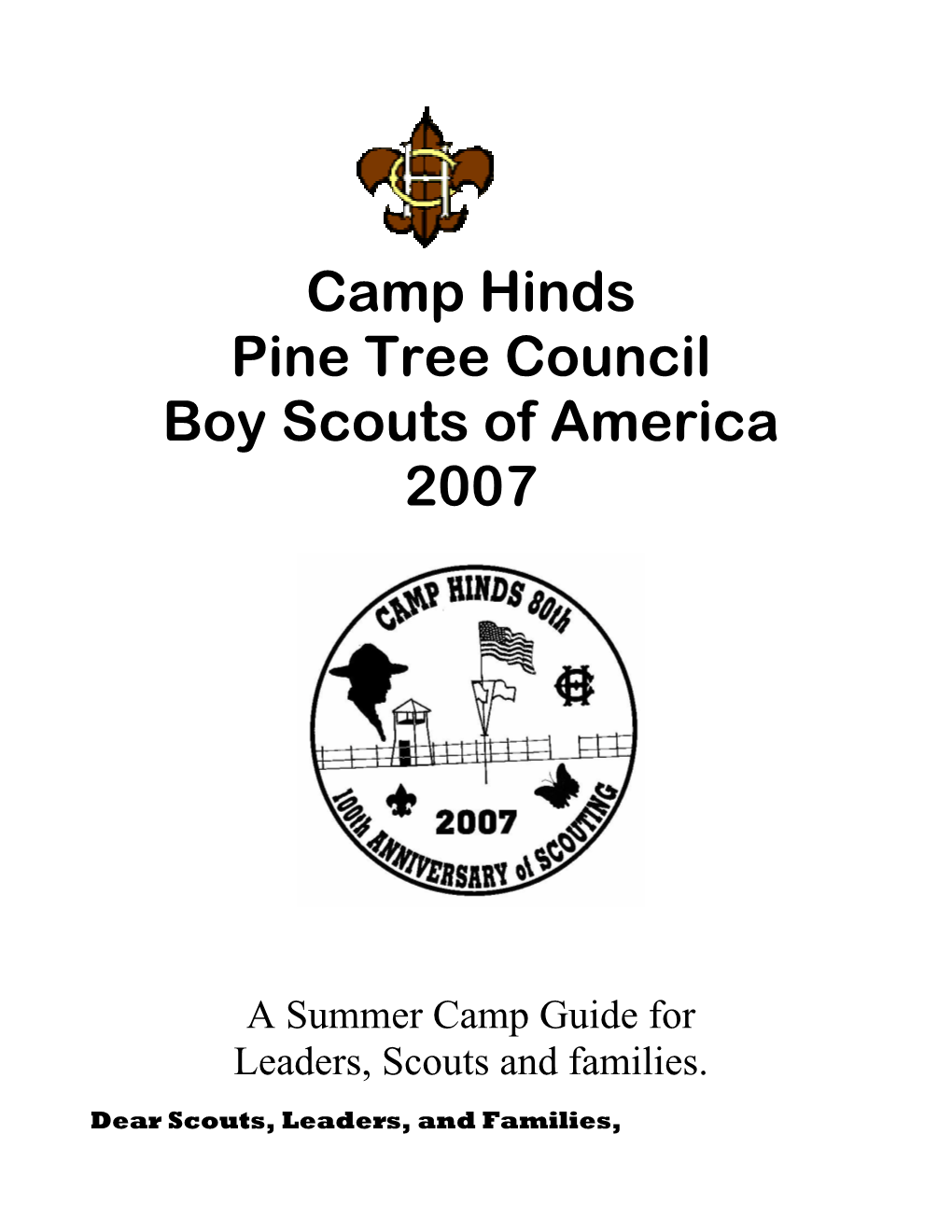 Camp Hinds Pine Tree Council Boy Scouts of America 2007