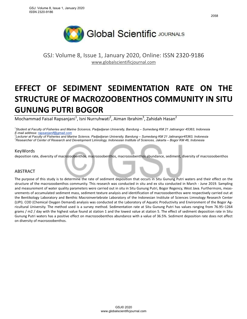 Effect of Sediment Sedimentation Rate on The