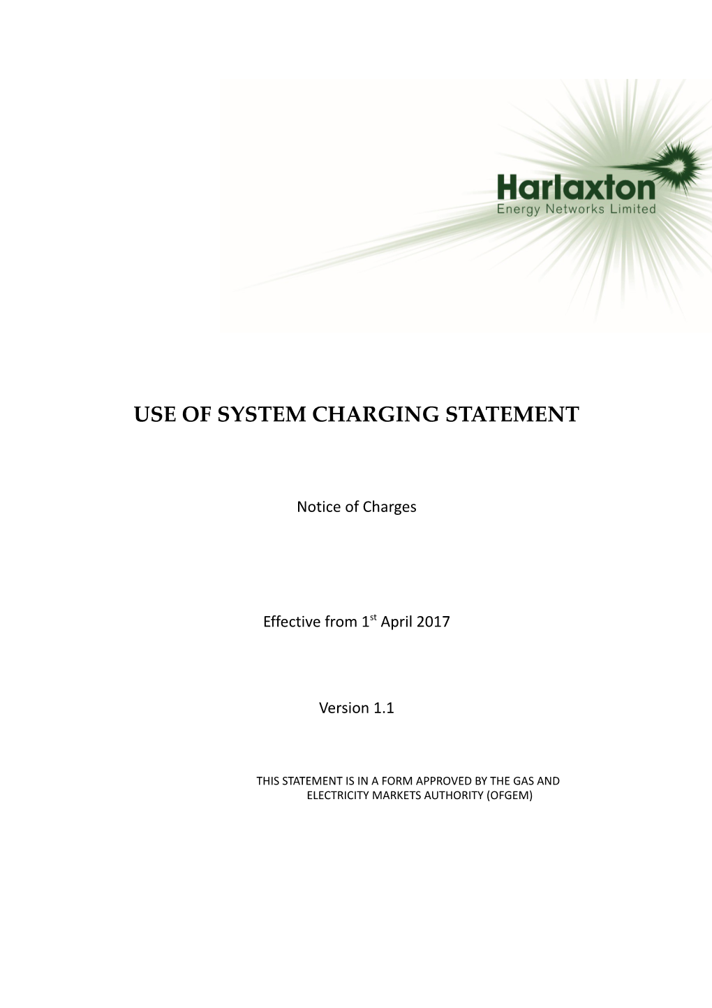 Use of System Charging Statement