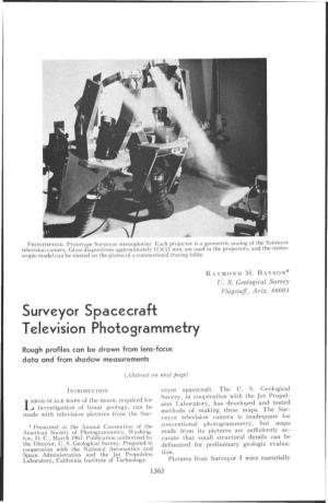 Surveyor Spacecraft Television Photogrammetry