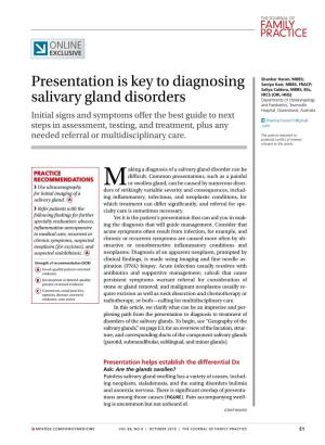Presentation Is Key to Diagnosing Salivary Gland Disorders