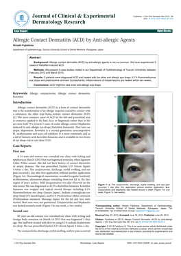 Allergic Contact Dermatitis (ACD) by Anti-Allergic Agents Hiroshi Fujishima Department of Ophthalmology, Tsurumi University School of Dental Medicine, Kanagawa, Japan