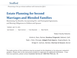 Estate Planning for Second Marriages and Blended Families