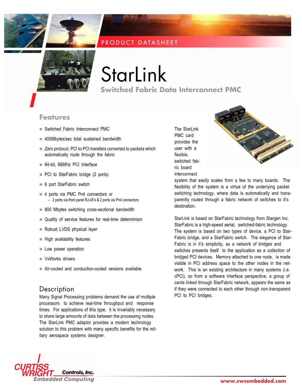 Starlink Switched Fabric Data Interconnect PMC