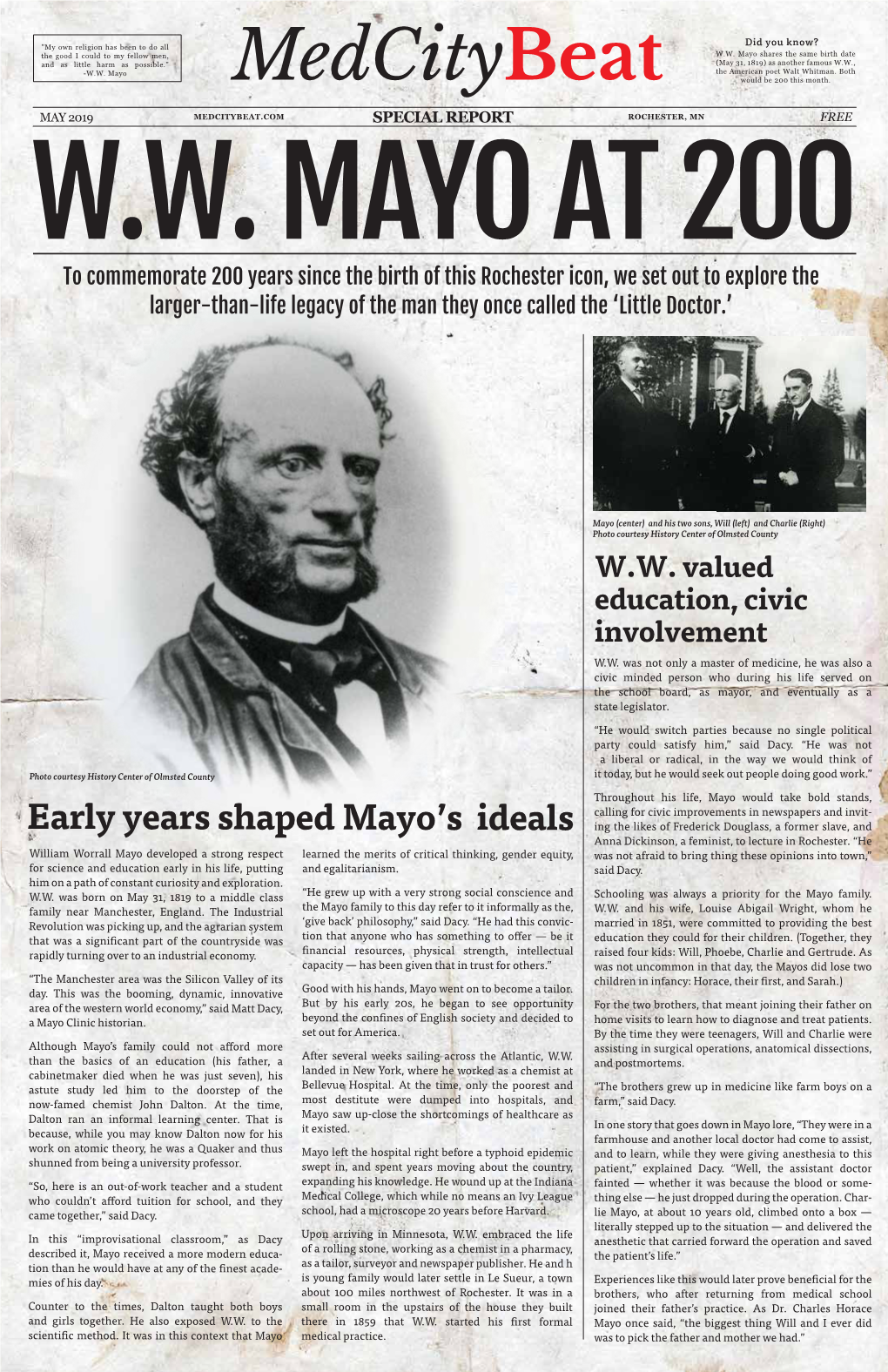 Early Years Shaped Mayo's Ideals