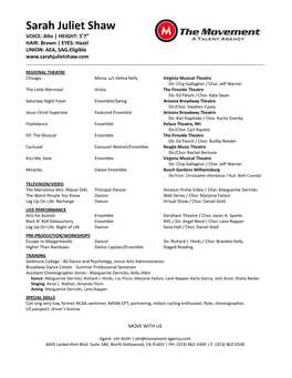 Sarah Juliet Shaw Resume