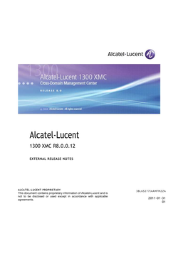 Alcatel-Lucent 1300 XMC R8.0.0.12 EXTERNAL RELEASE NOTES