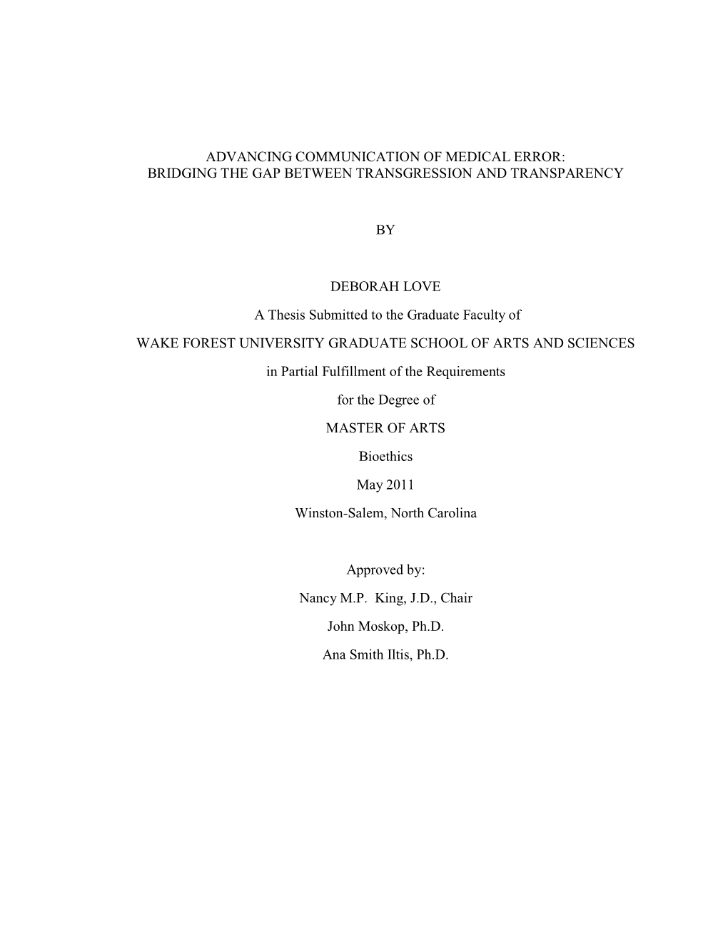 Advancing Communication of Medical Error: Bridging the Gap Between ...