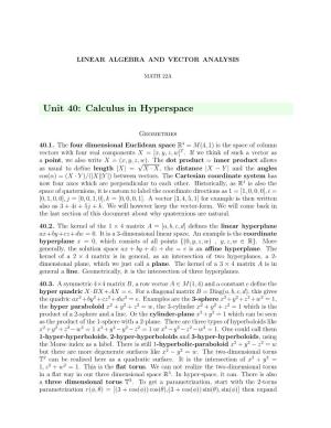 Unit 40: Calculus in Hyperspace